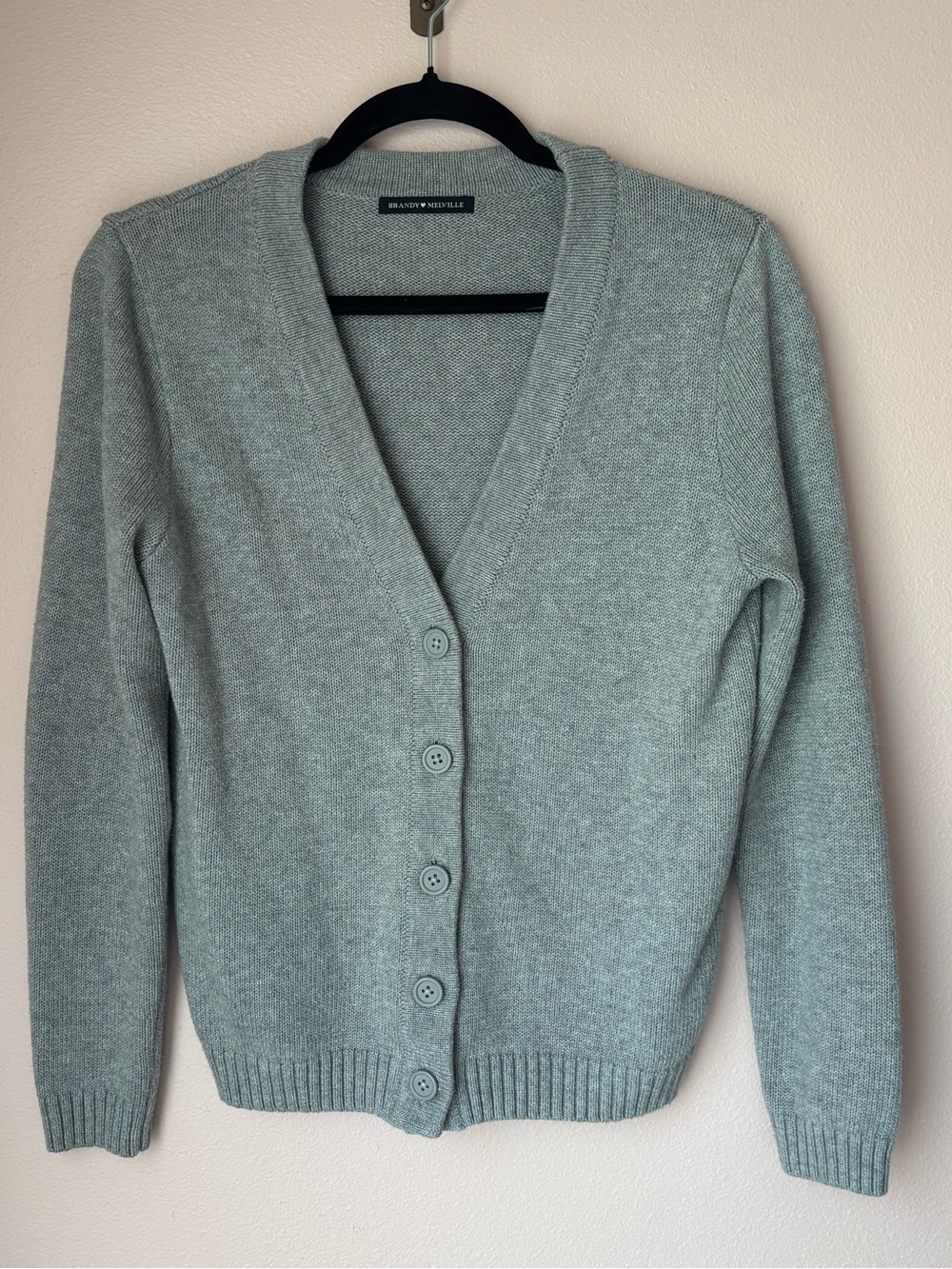 Brandy Melville Light Grey V-Neck Button Cardigan